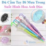 Dù đi mưa cầm tay họa tiết hoa