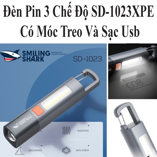 Đèn pin 3 chế độ có móc treo