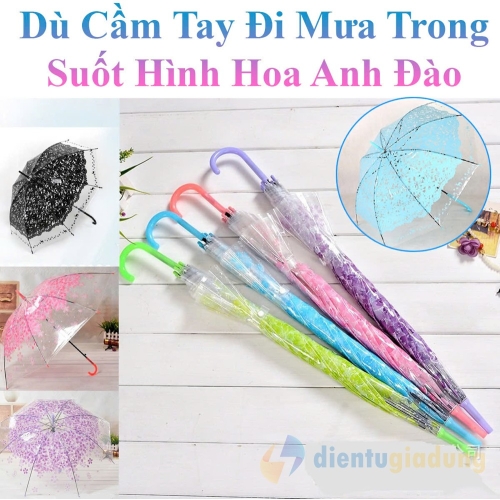 Dù đi mưa cầm tay họa tiết hoa