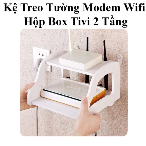 Kệ treo tường 2 tầng để modem wifi