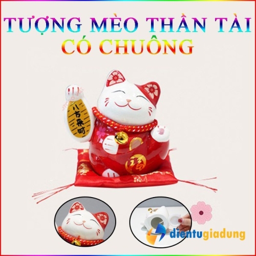 Tượng Mèo thần Tài bằng gốm 10cm